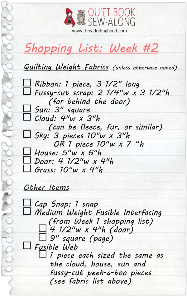 Quiet Book Sew-Along Shopping List Week 2