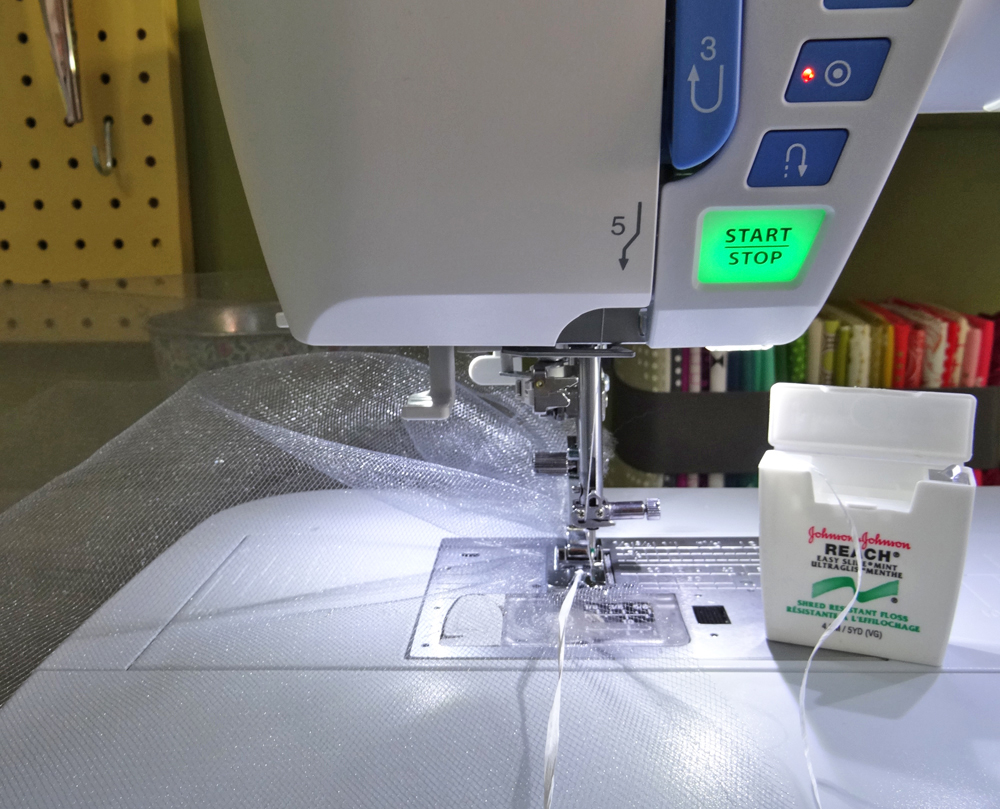 Gather Tulle with Floss & Rolled Hem Foot