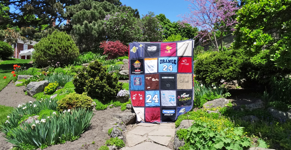 T-Shirt Quilt in a Garden
