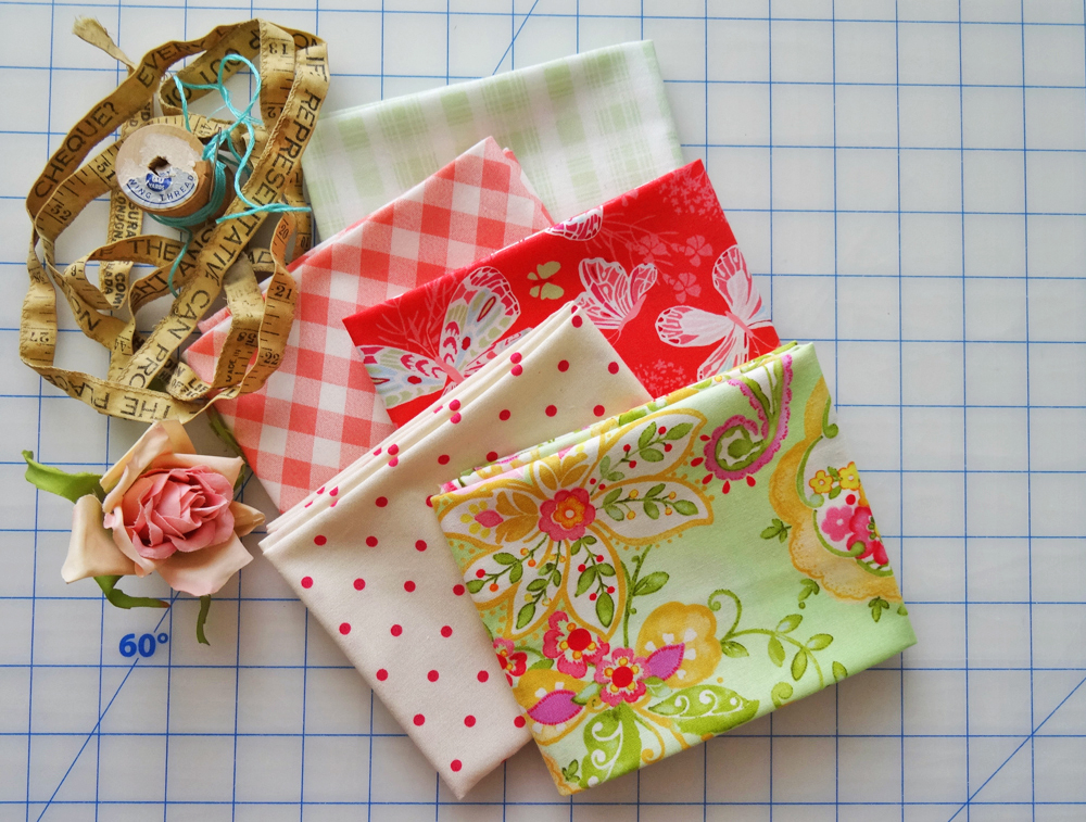 Country Clothesline Fabric - Pink Green Dots