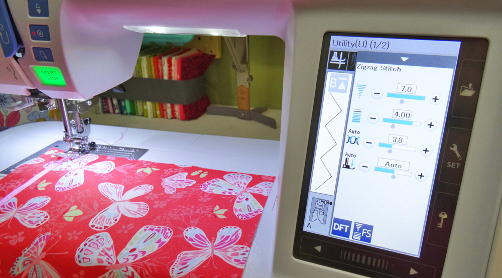 Stitch Wide Zigzag over Ribbon