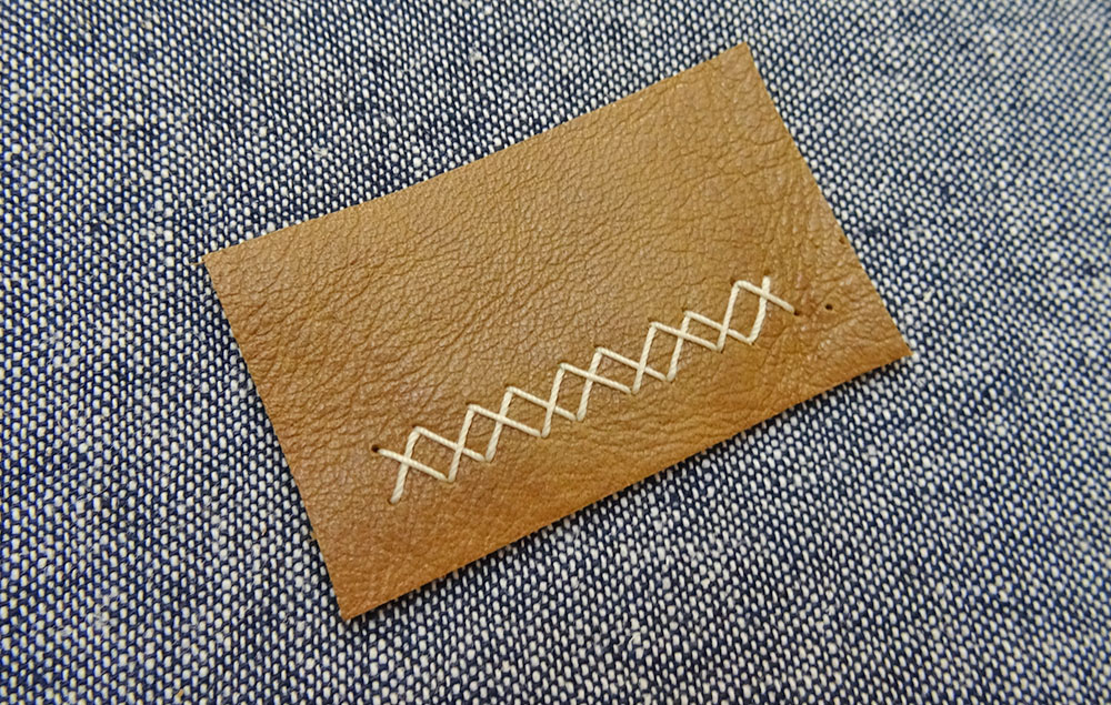 Crossed ZigZag Stitch Leather Label DIY